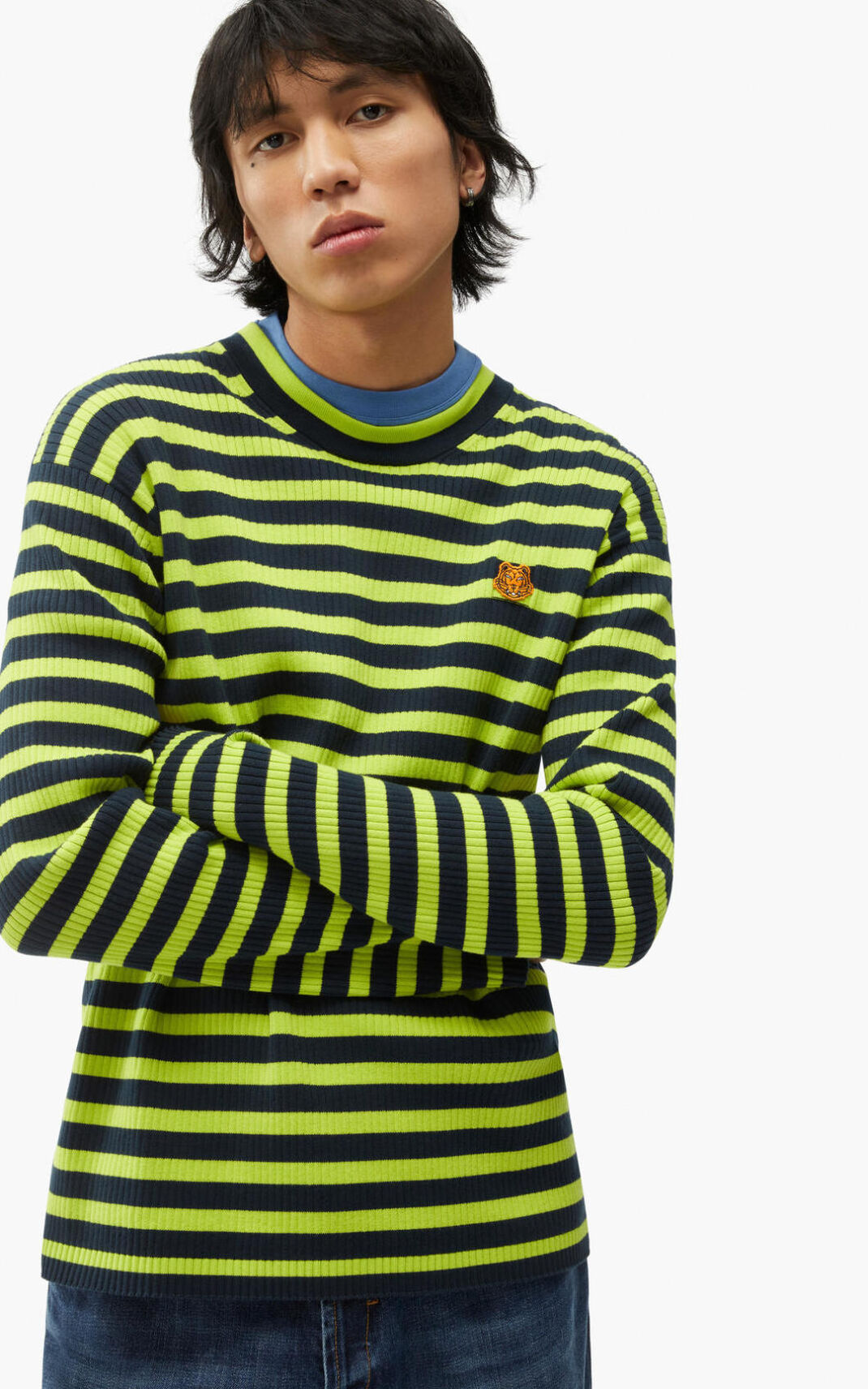 Jerseys Kenzo Striped Tiger Crest Hombre Verde Claro - SKU.8621259